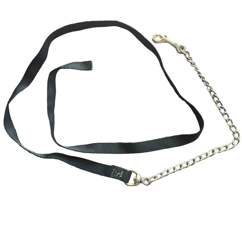 Western or English Saddle Horse Flat Nylon Lead Rope Shank w/ Chain 7.5’ long